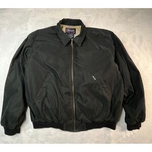 VTG FACONNABLE Mens L Jacket Black Bomber Lined Pockets